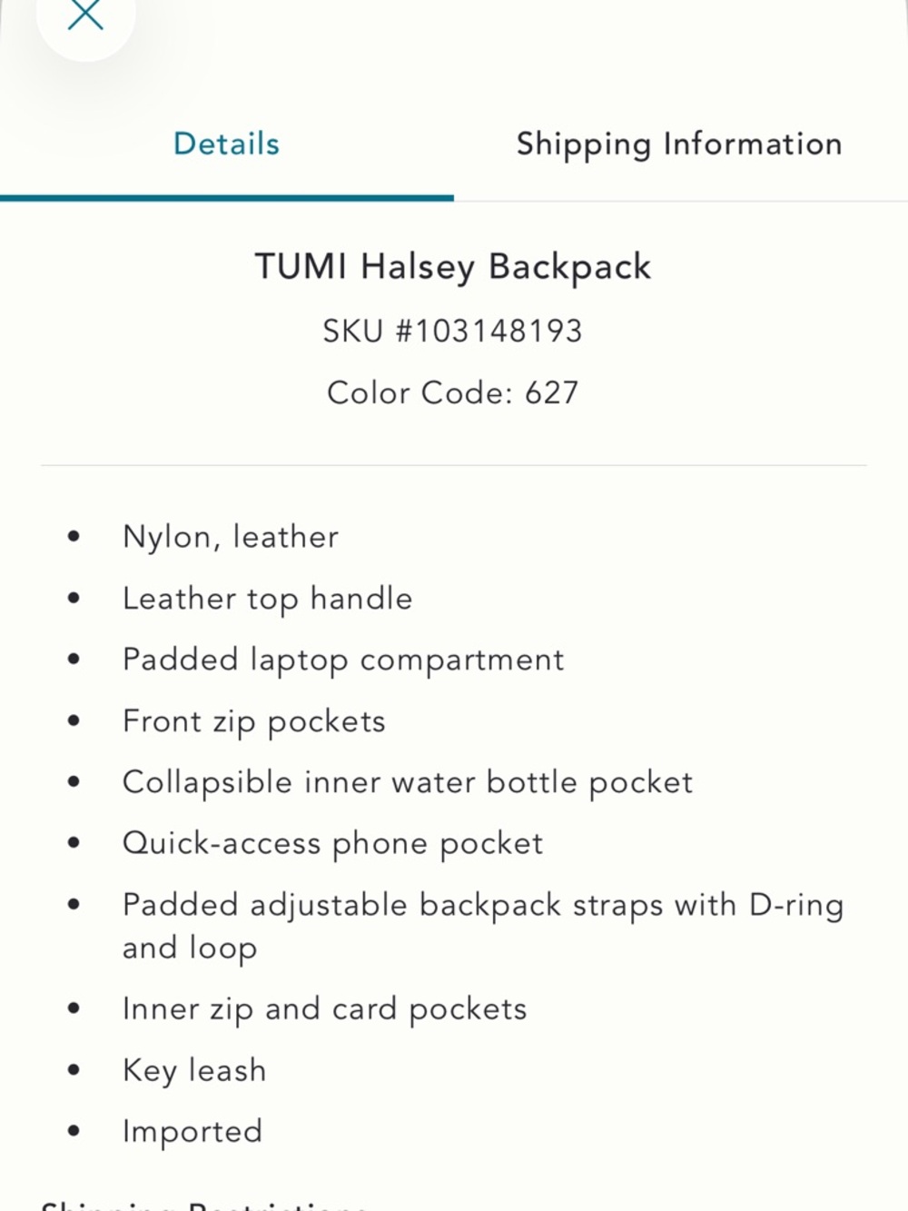 TUMI Voyager Halsey Backpack Brown Mink BRAND NEW - Picture 4 of 8